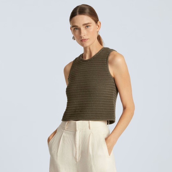 Madewell Tops - Madewell Women’s Knitted Olive Green Cropped Tank Top